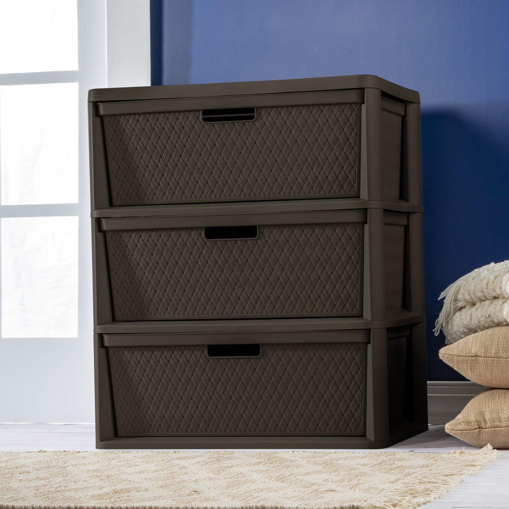 Wide 3 Drawer Plastic Storage Dresser T812