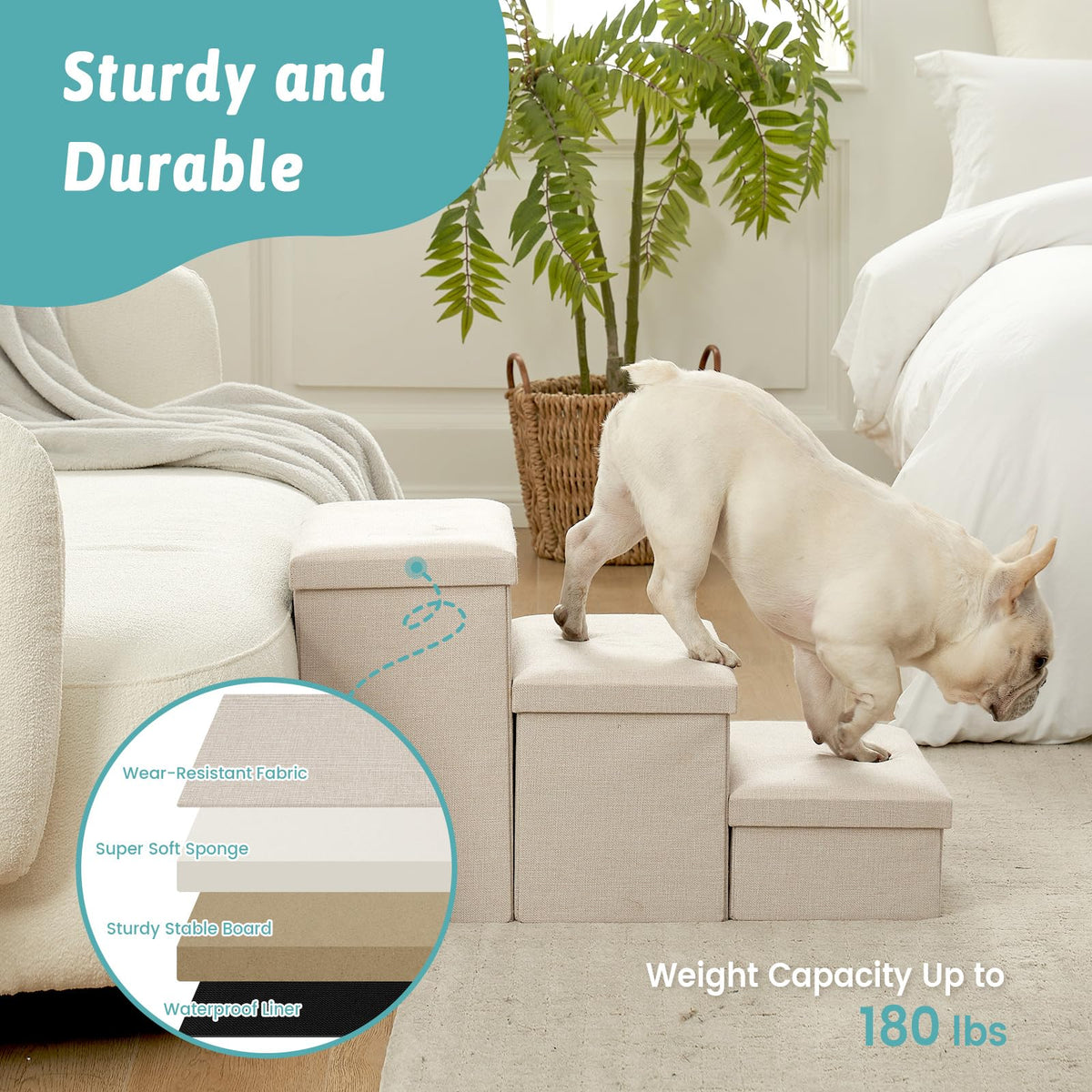 Dog Stairs with Storage, 4-Step F16339