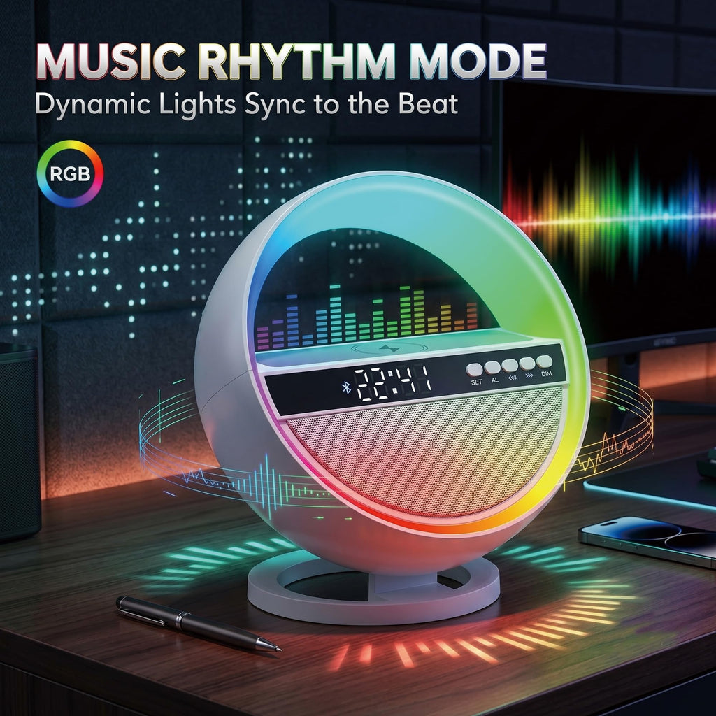 6-in-1 RGB LED Table Lamp with Bluetooth Speaker & Wireless Charging Z443
