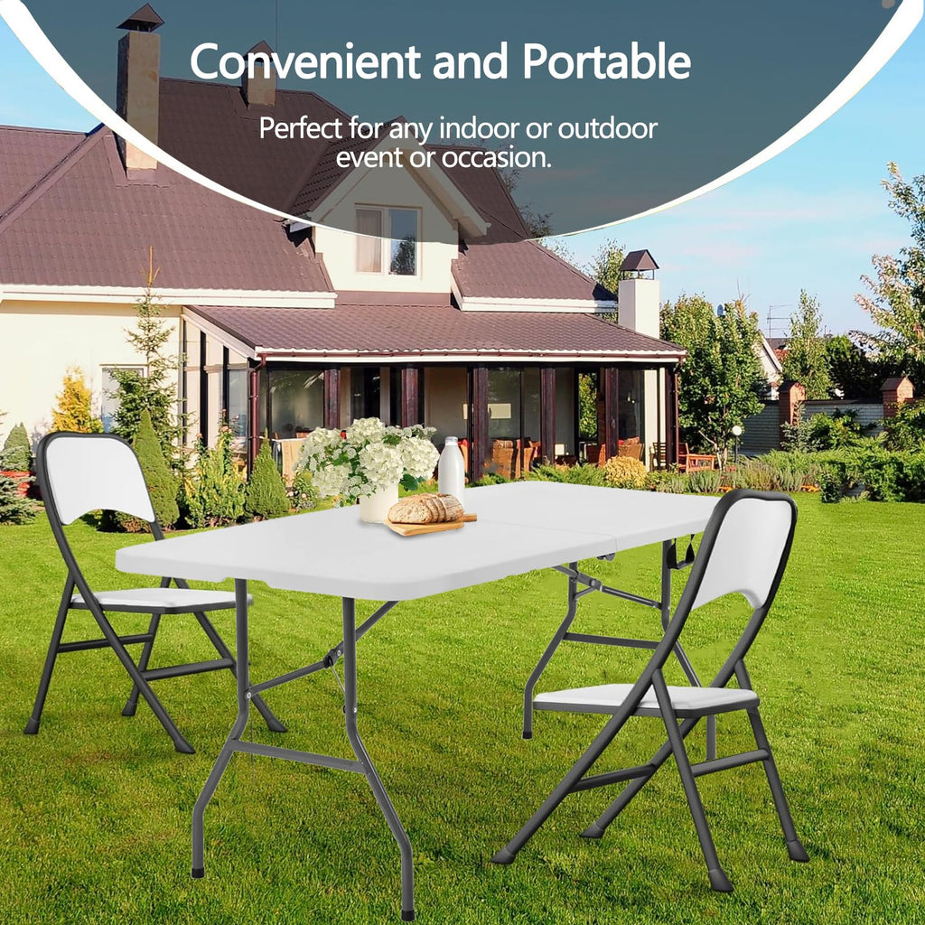 6ft White Folding Table with Carrying Handle U821960