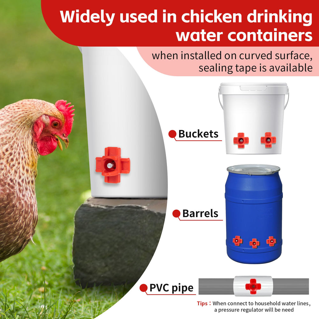 12 Pcs Horizontal Chicken Waterer Nipples with Drill Bit F1493