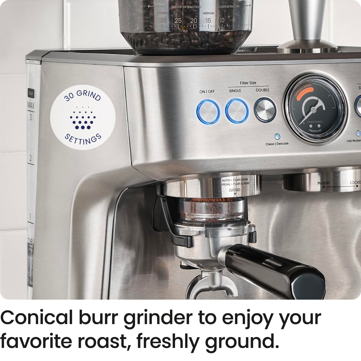 15 Bar Espresso Machine with Milk Frother and Coffee Grinder J654682