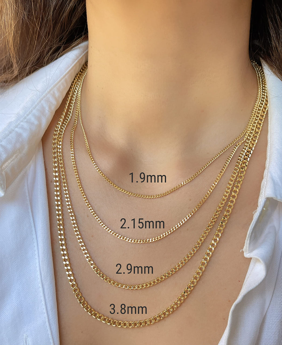 14K Gold Cuban Link Chain Necklace with Lobster Clasp C409262