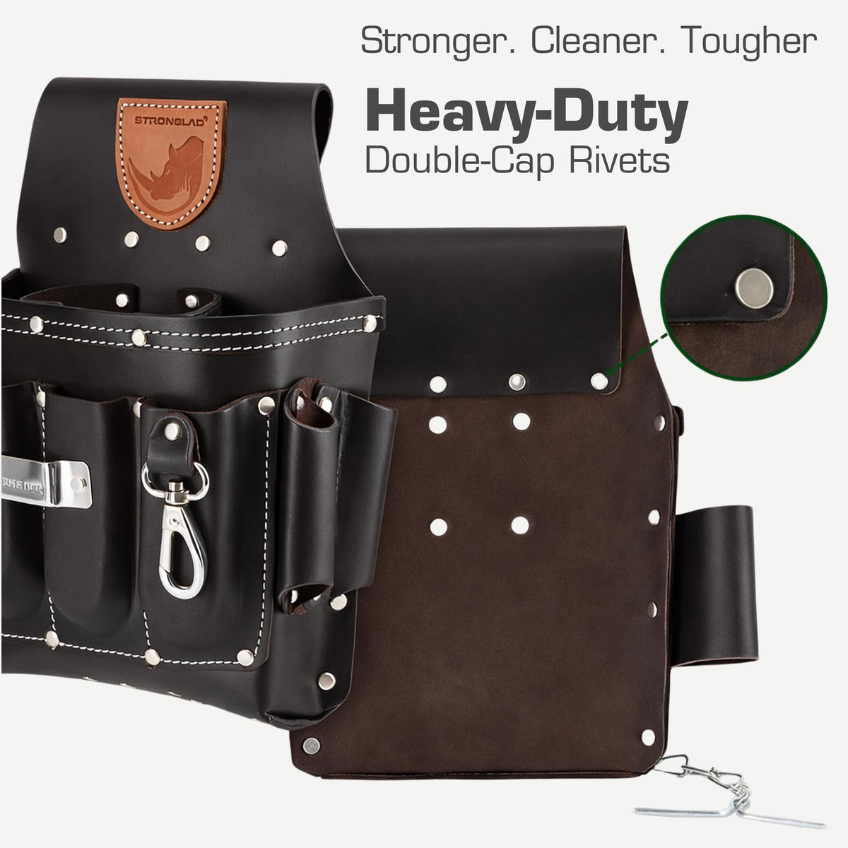 13-Pocket Top-Grain Leather Electricians Tool Belt K455657