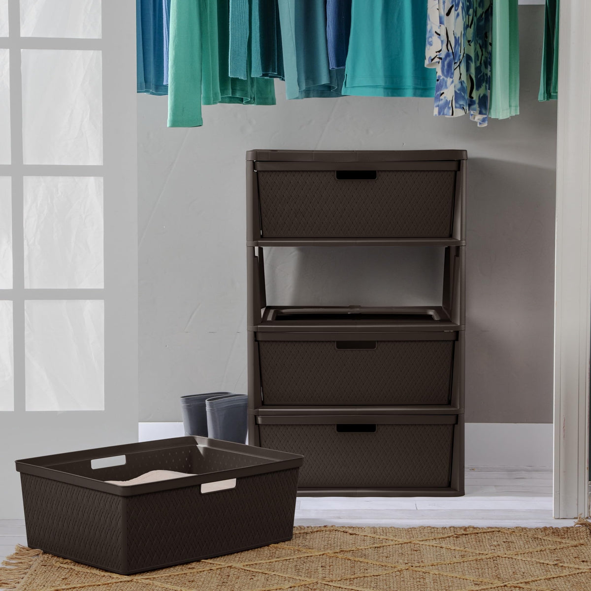 4 Drawer Plastic Storage Organizer Brown K982602