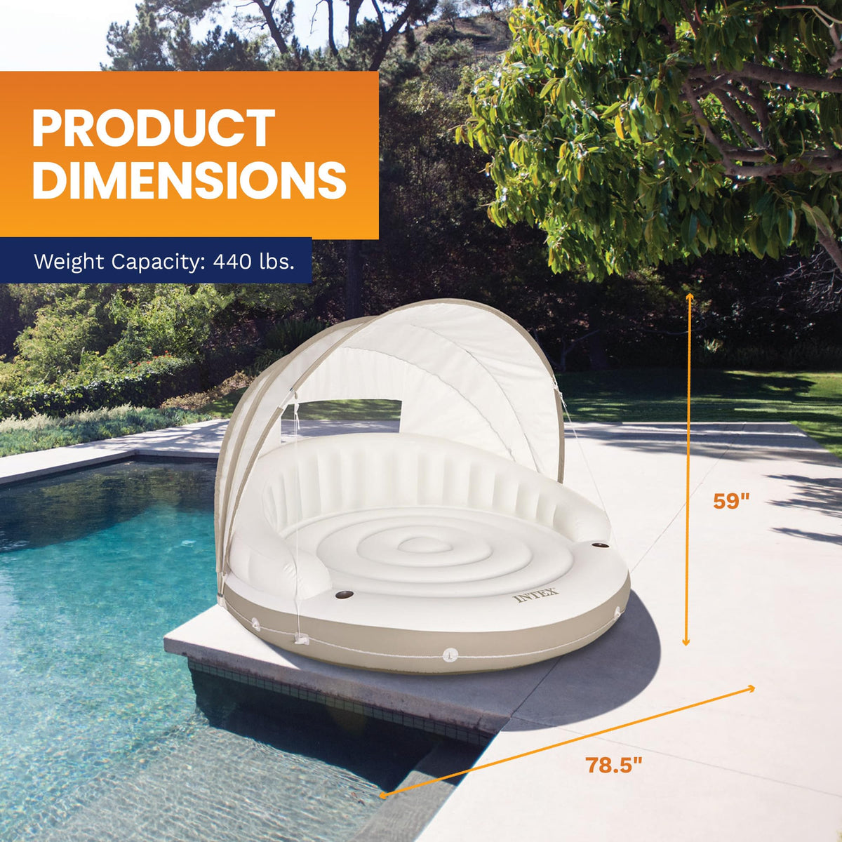 Inflatable Pool Float Lounge with Sunshade X555
