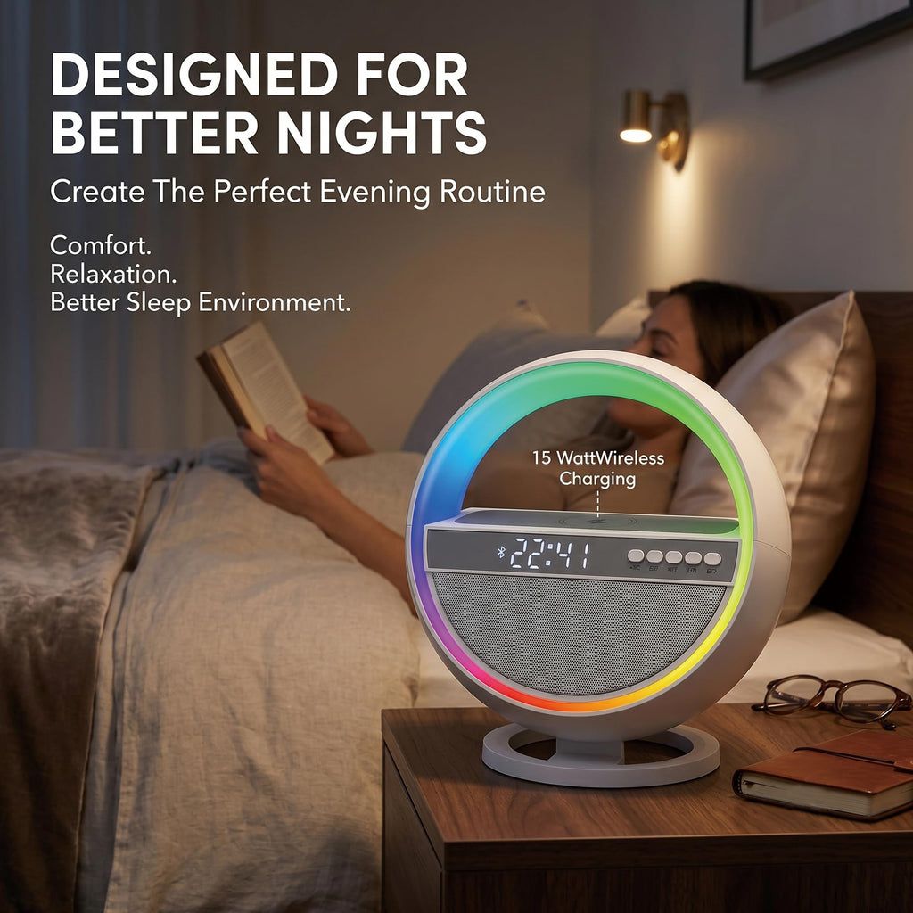6-in-1 RGB LED Table Lamp with Bluetooth Speaker & Wireless Charging Z443