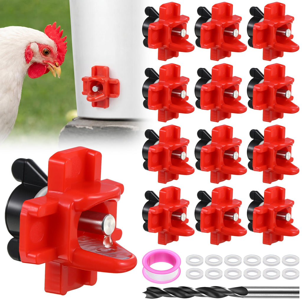 12 Pcs Horizontal Chicken Waterer Nipples with Drill Bit F1493