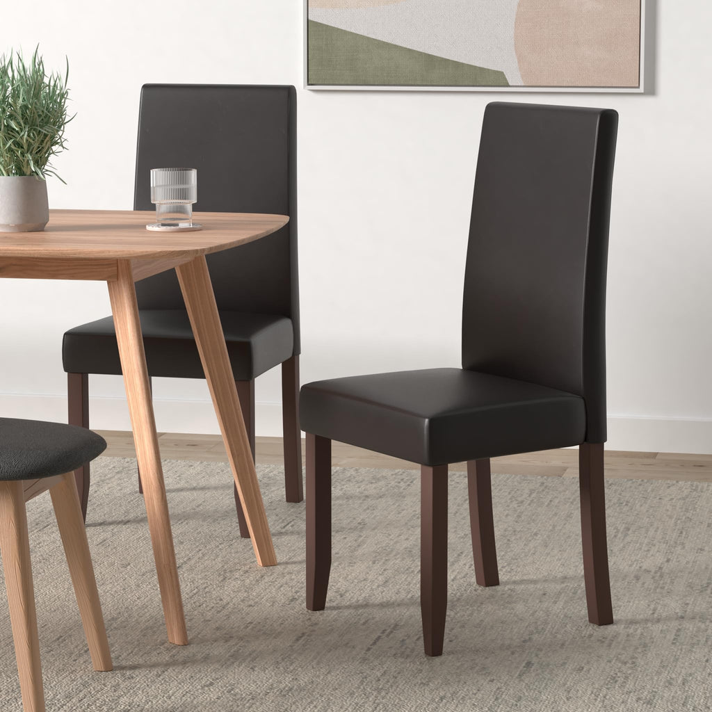 Black Vegan Leather Dining Chairs Set of 2 Q726