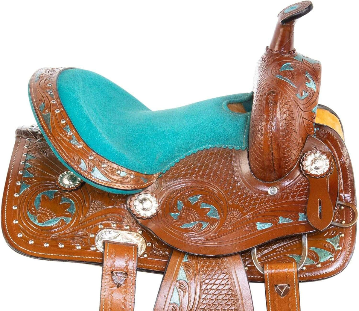 Leather Barrel Saddle with Headstall, Reins and Breast Collar V886836