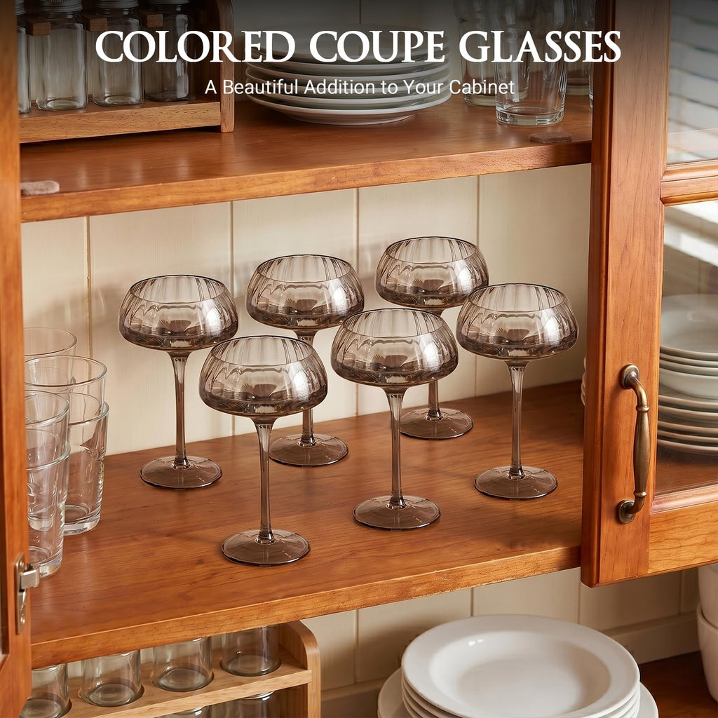 Smoke Gray Coupe Glasses Set of 6 L951649