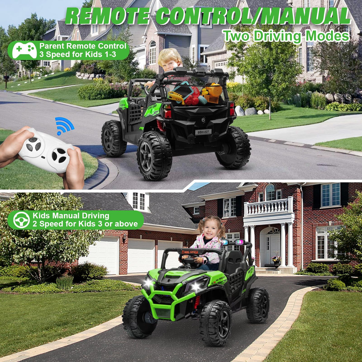 Green 24V 2 Seater Ride on Car X7367