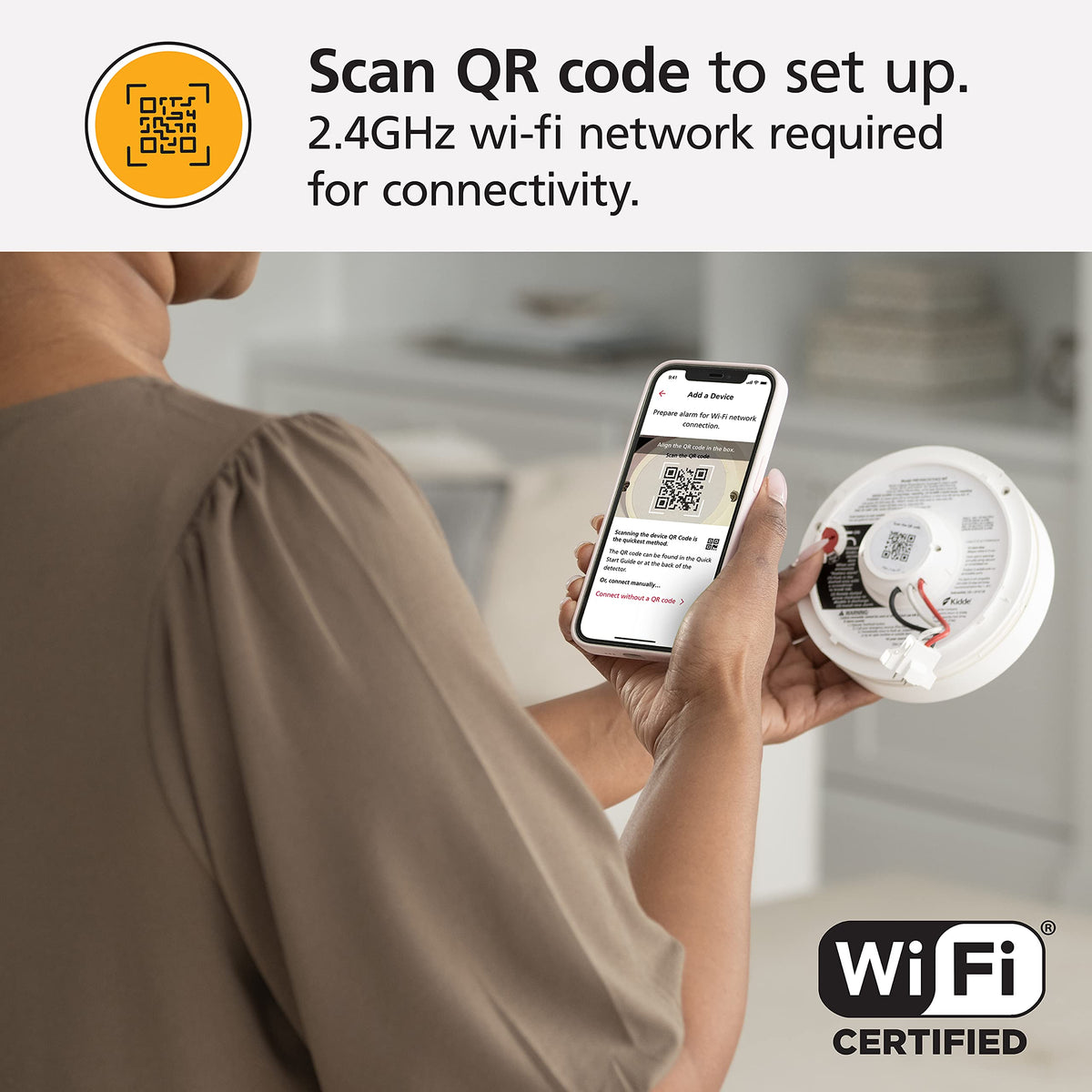 Smart WiFi Hardwired Smoke Detector with Battery Backup Q330