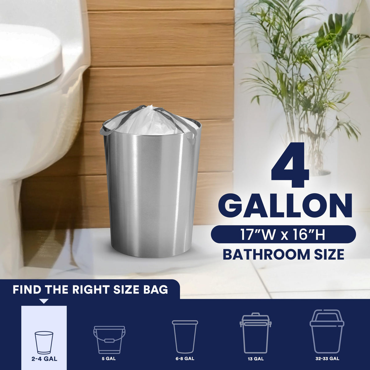 4 Gallon White Drawstring Trash Bags, 200 Count B97220