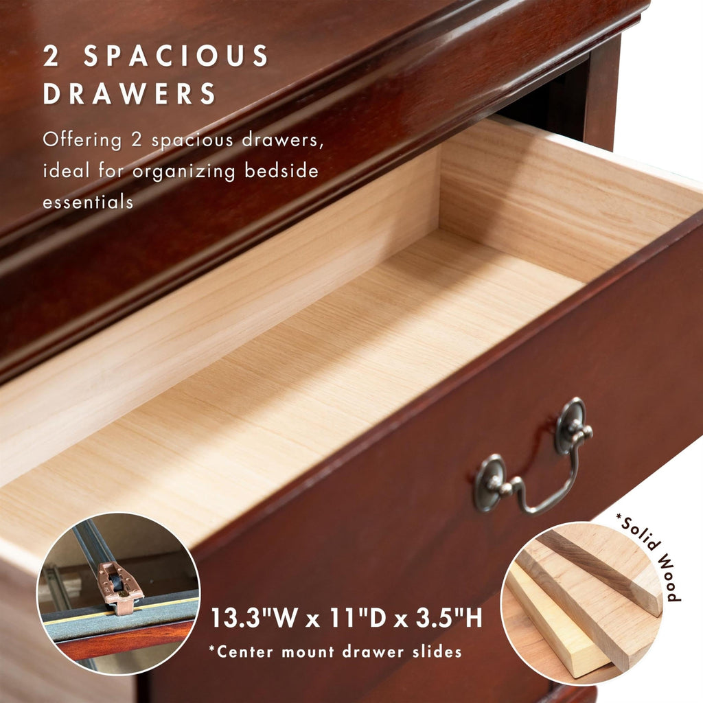 Solid Wood 2-Drawer Nightstand Set W842368