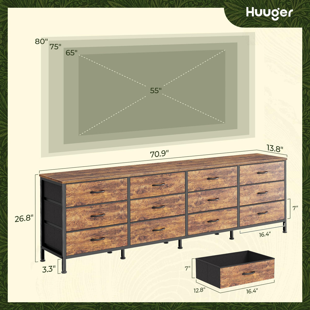 70 Inch 12 Fabric Drawer Dresser U66677