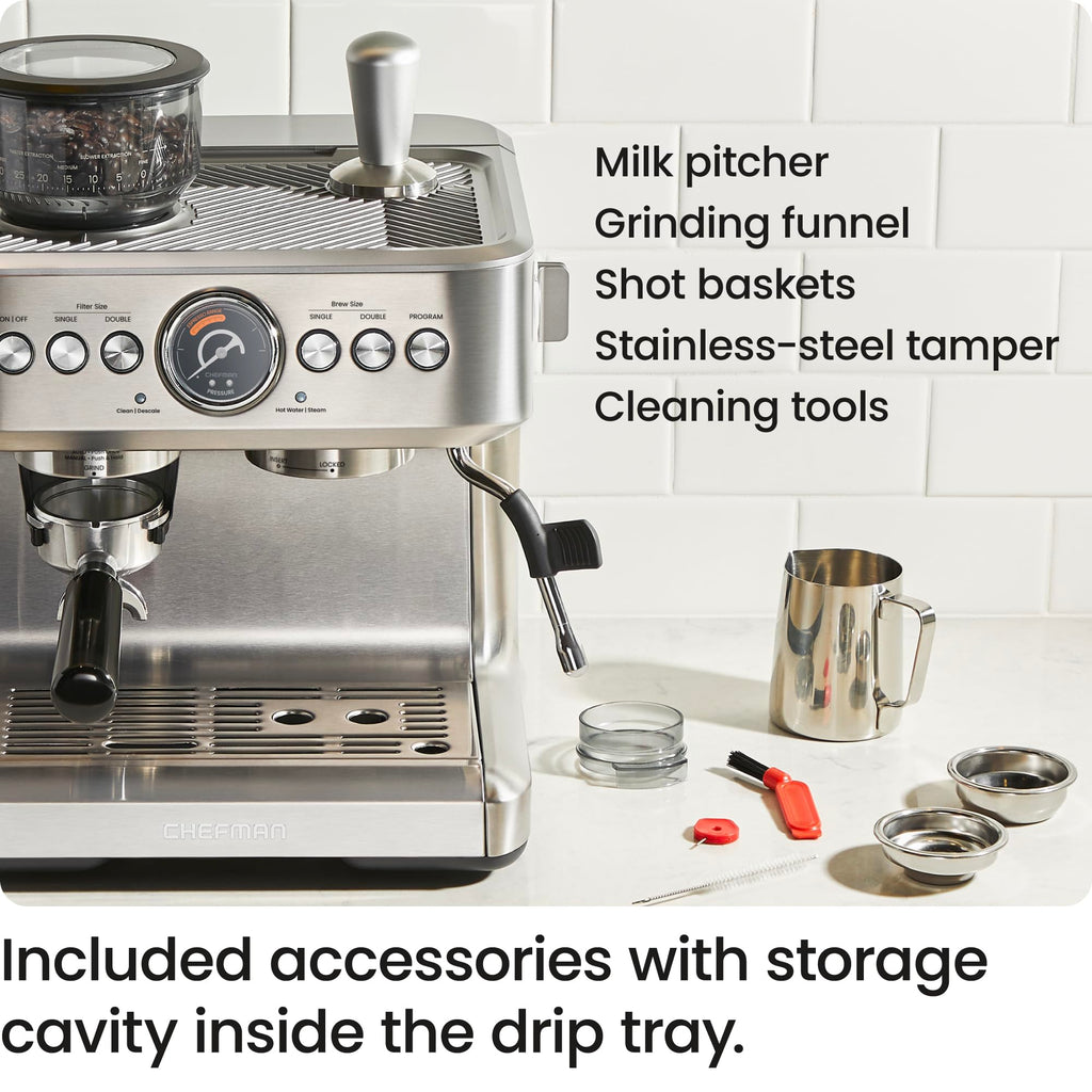 15 Bar Espresso Machine with Milk Frother and Coffee Grinder J654682