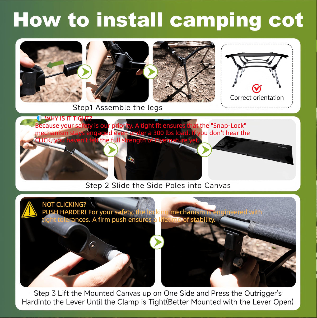 Lightweight Foldable Camping Cot 300 lbs Capacity V850690