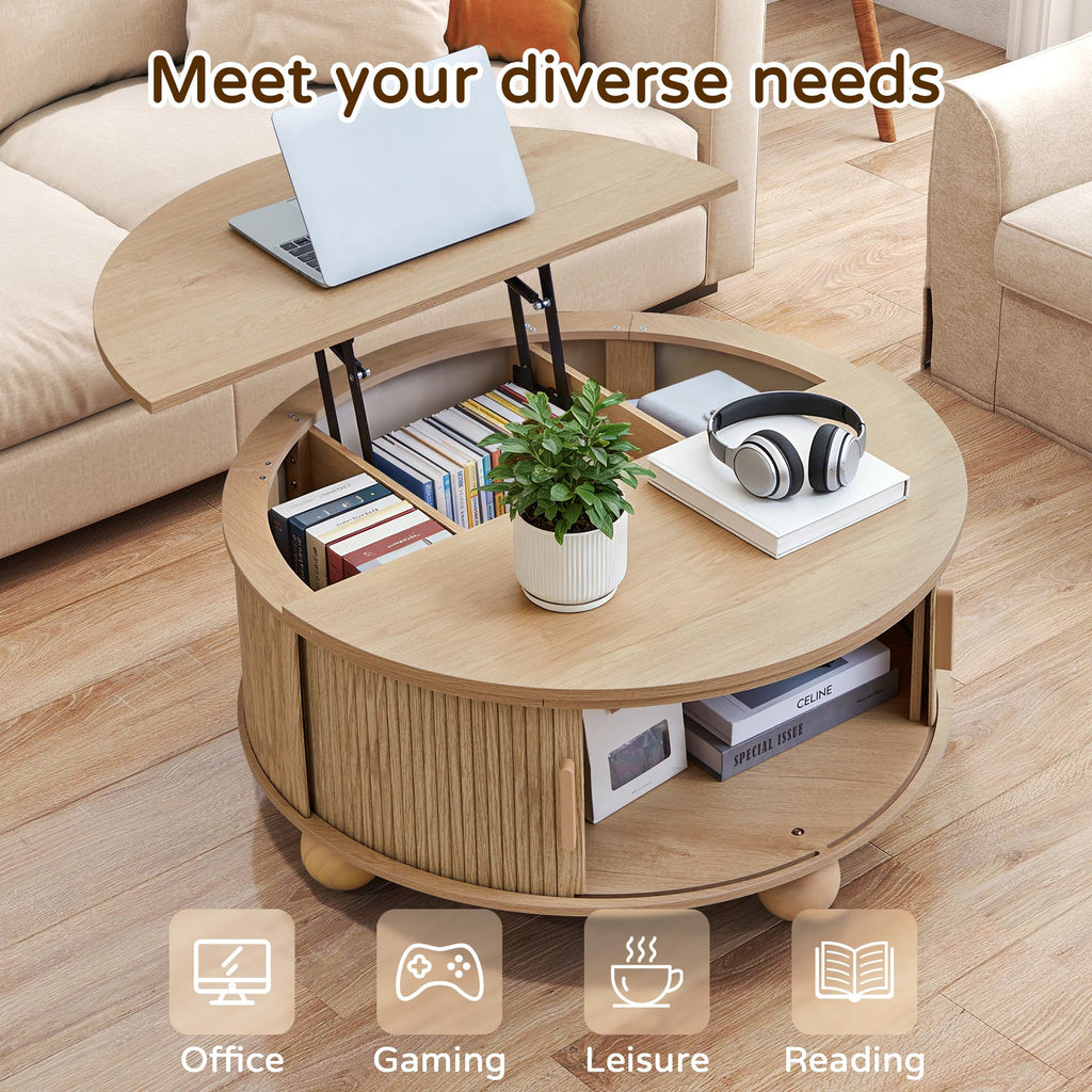 Round Lift Top Coffee Table with Storage M508