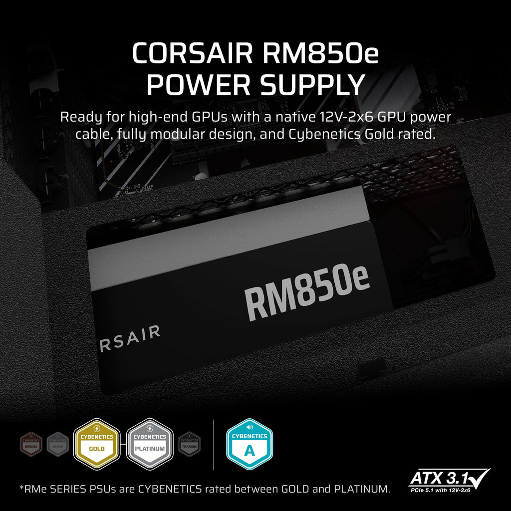 850W ATX 3.1 PCIe 5.1 Power Supply - Black A403479