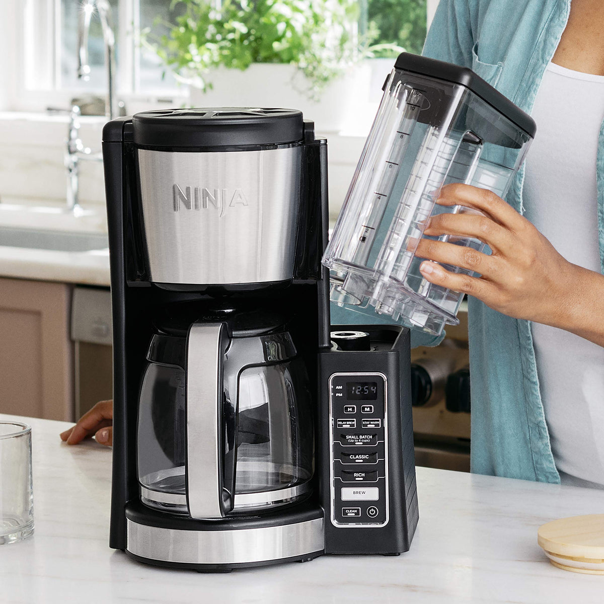 12-Cup Programmable Coffee Maker with 60 oz. Water Reservoir, Black/Stainless Steel B440