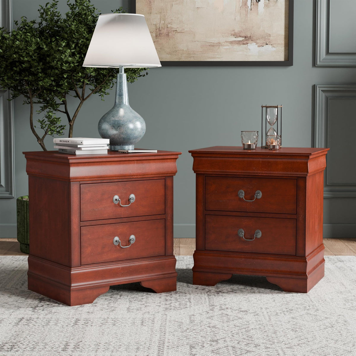 Solid Wood 2-Drawer Nightstand Set W842368
