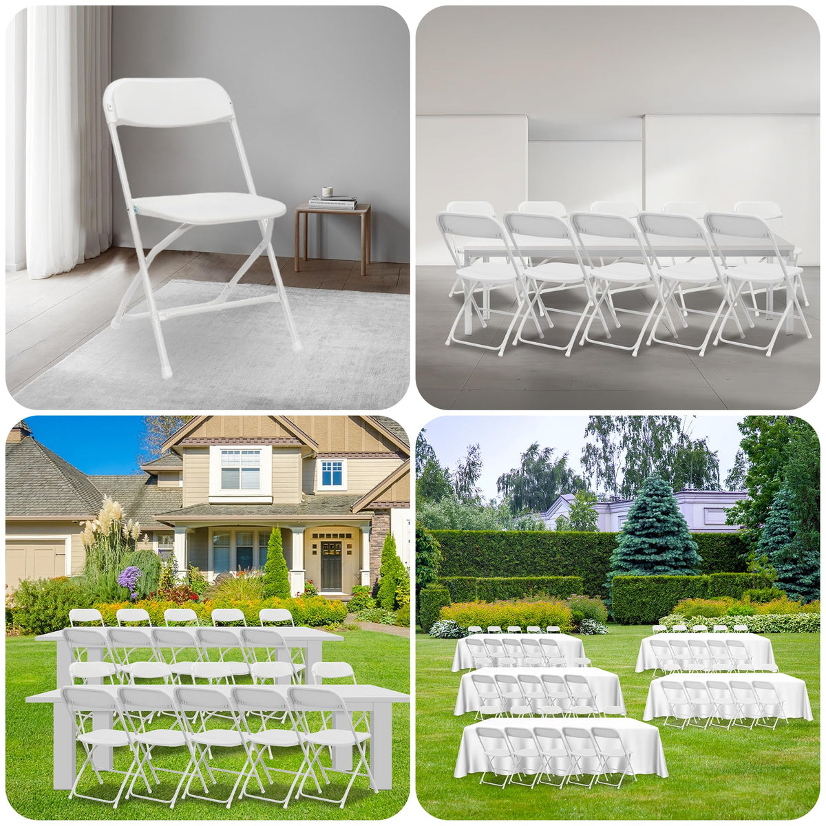 10 Pack White Folding Chairs 350LBS Capacity Steel A14292
