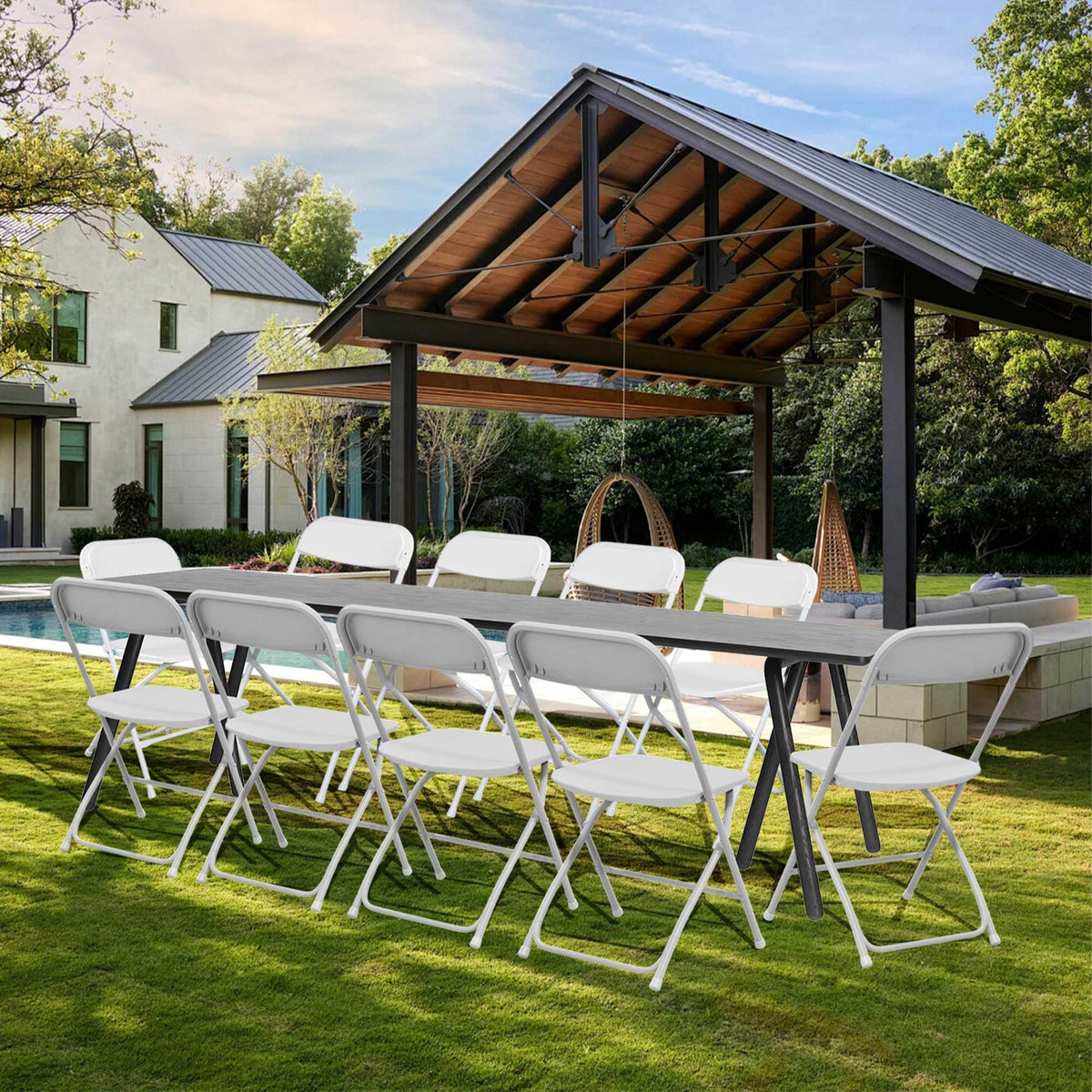10 Pack White Folding Chairs 350LBS Capacity Steel A14292