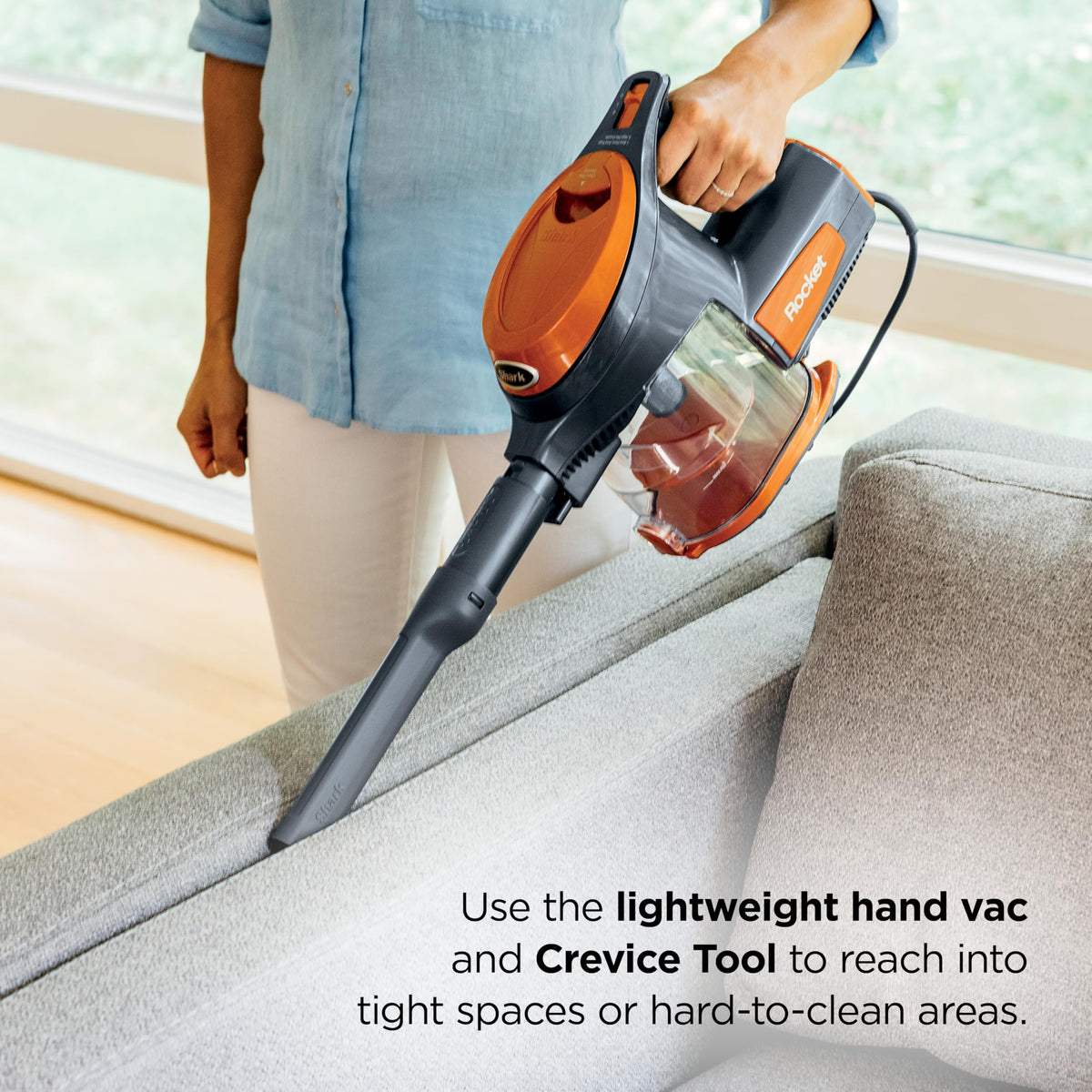 Corded Stick Vacuum with Crevice Tool, Pet Multi-Tool & Precision Duster, Orange V843