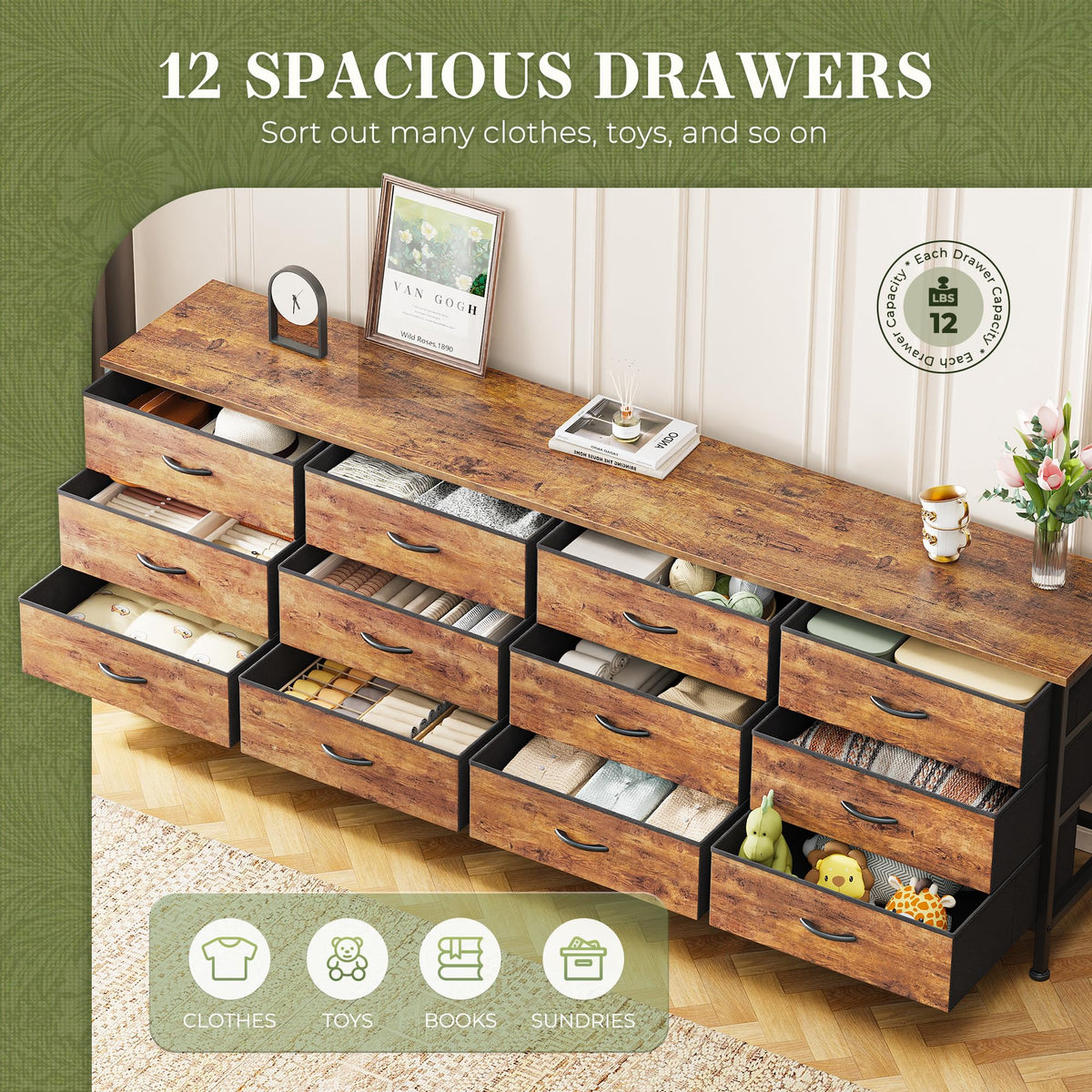 70 Inch 12 Fabric Drawer Dresser U66677