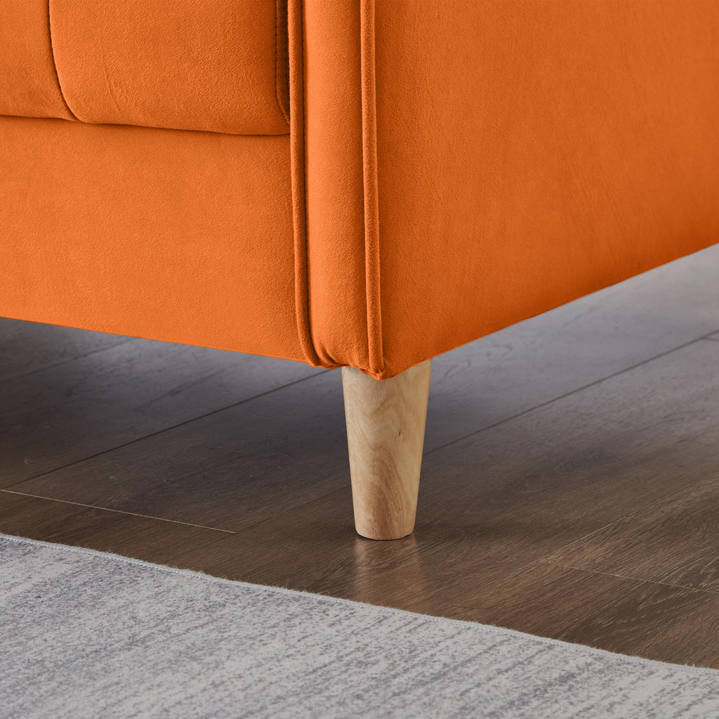 Orange Velvet Tufted Loveseat Sofa L8554